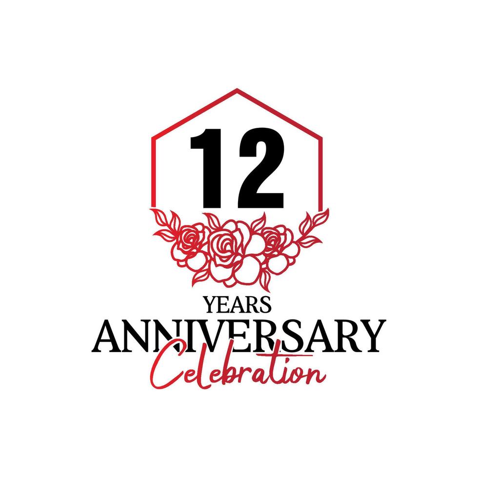 12 jaren verjaardag logo, luxueus verjaardag vector ontwerp viering