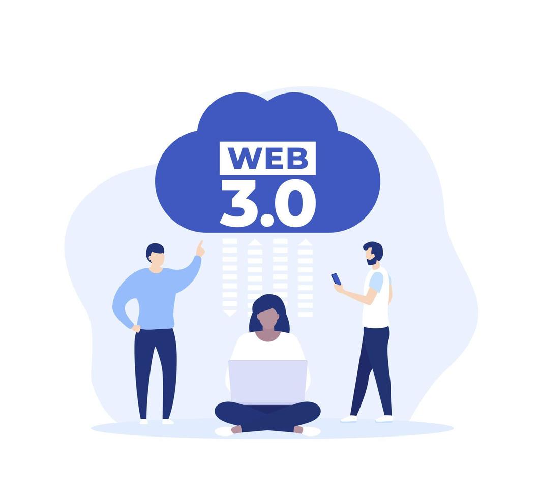 web 3.0 of web3 vector illustratie met mensen