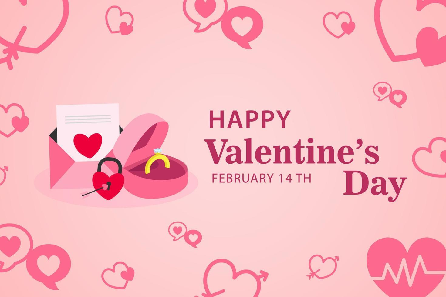 vlak valentijnsdag dag roze achtergrond met verloving thema vector