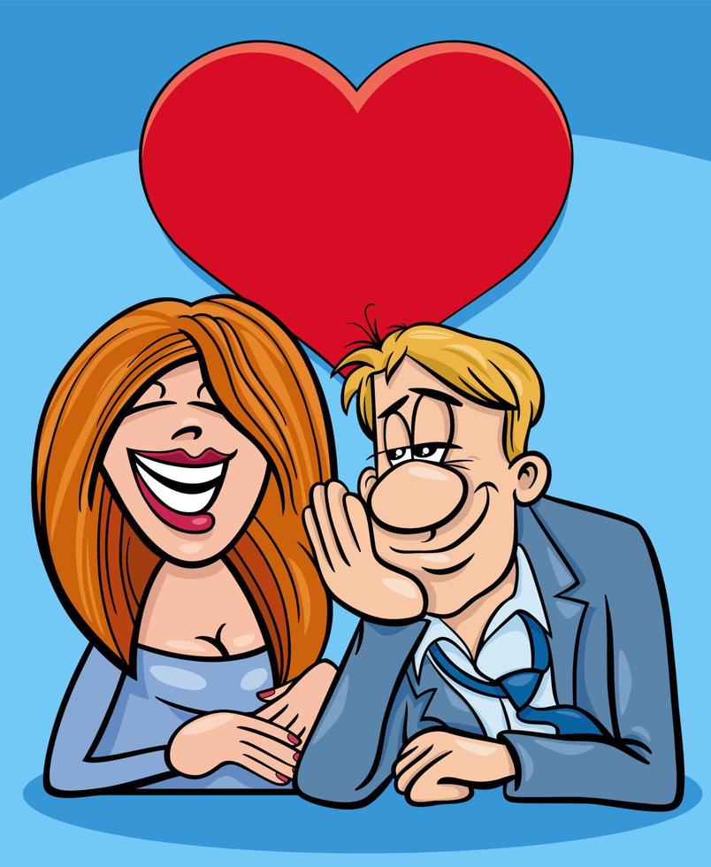 valentijnskaart met cartoon verliefd stel vector