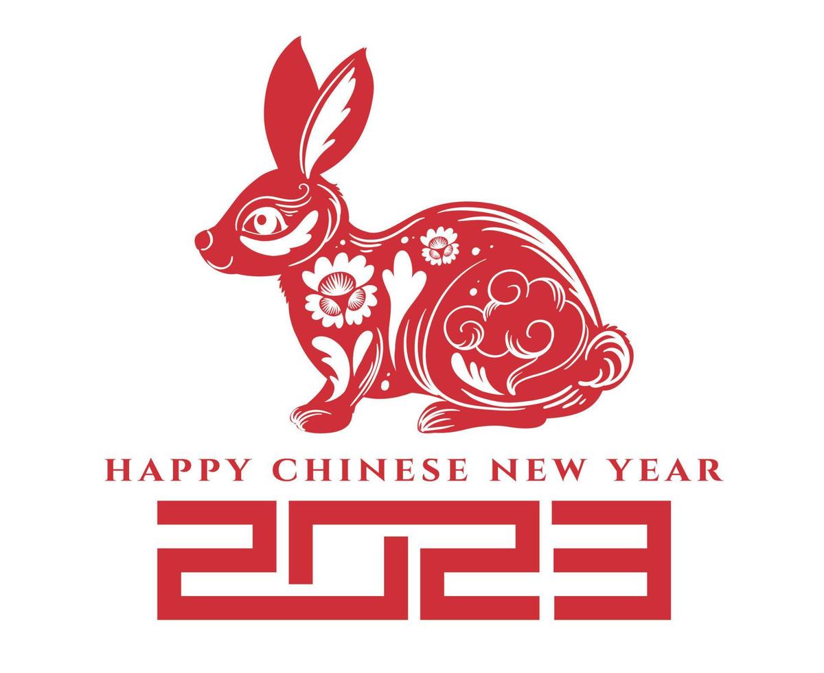 gelukkig Chinese nieuw jaar 2023 jaar van de konijn rood ontwerp vector abstract illustratie