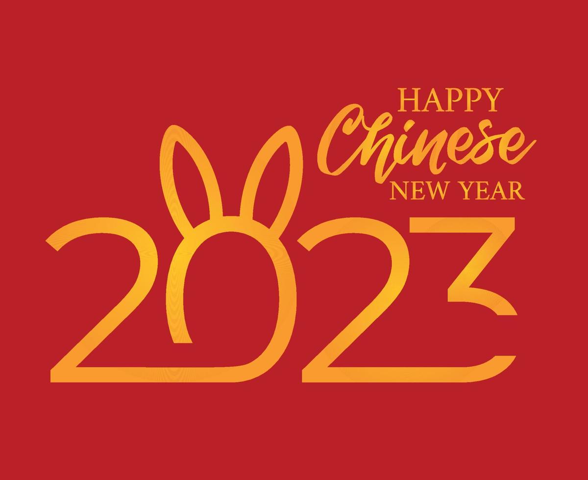 gelukkig Chinese nieuw jaar 2023 jaar van de konijn geel abstract illustratie vector met rood achtergrond