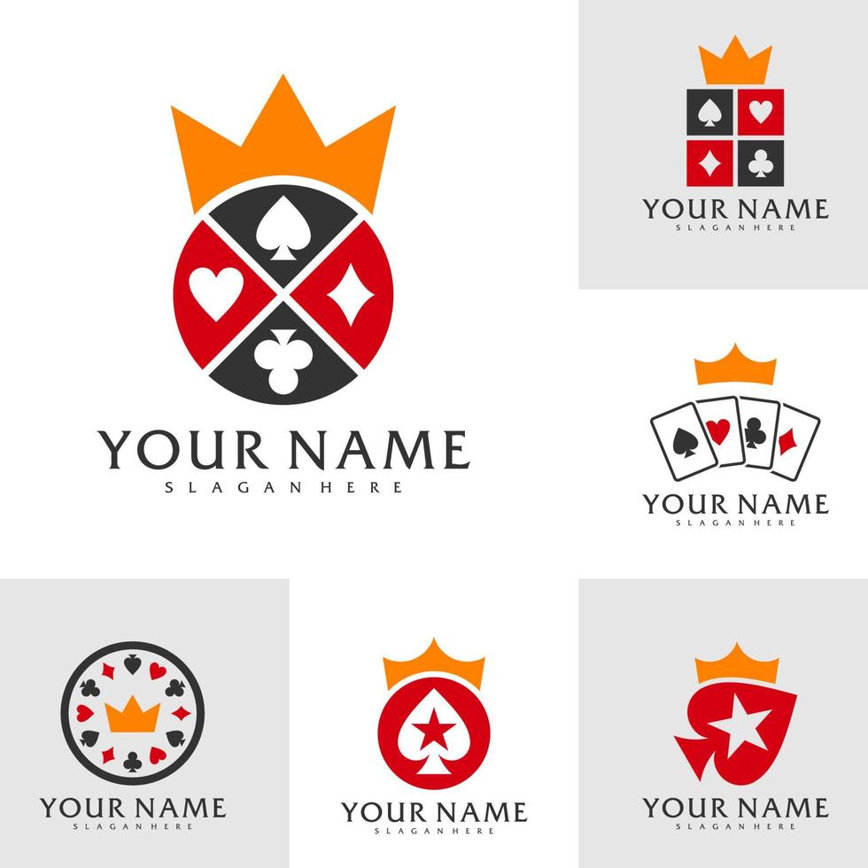 reeks van koning poker logo vector sjabloon, creatief poker logo ontwerp concepten