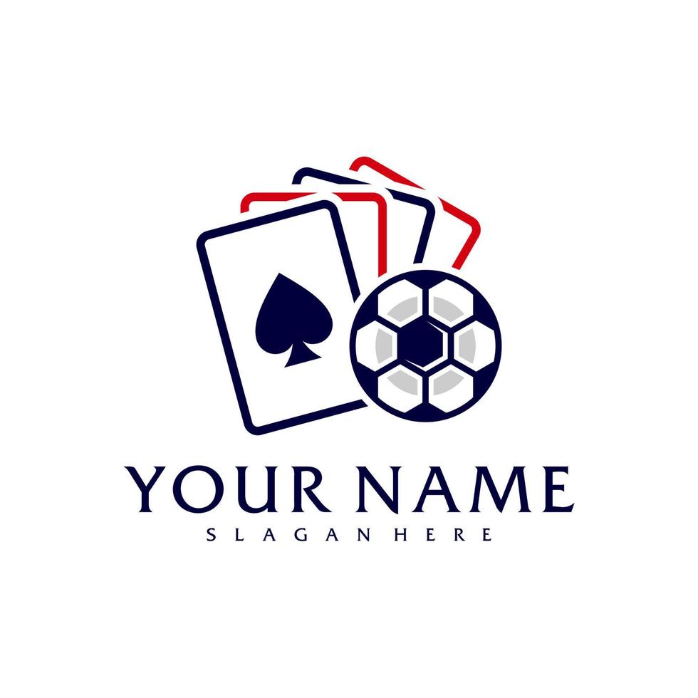 voetbal poker logo vector sjabloon, creatief poker logo ontwerp concepten