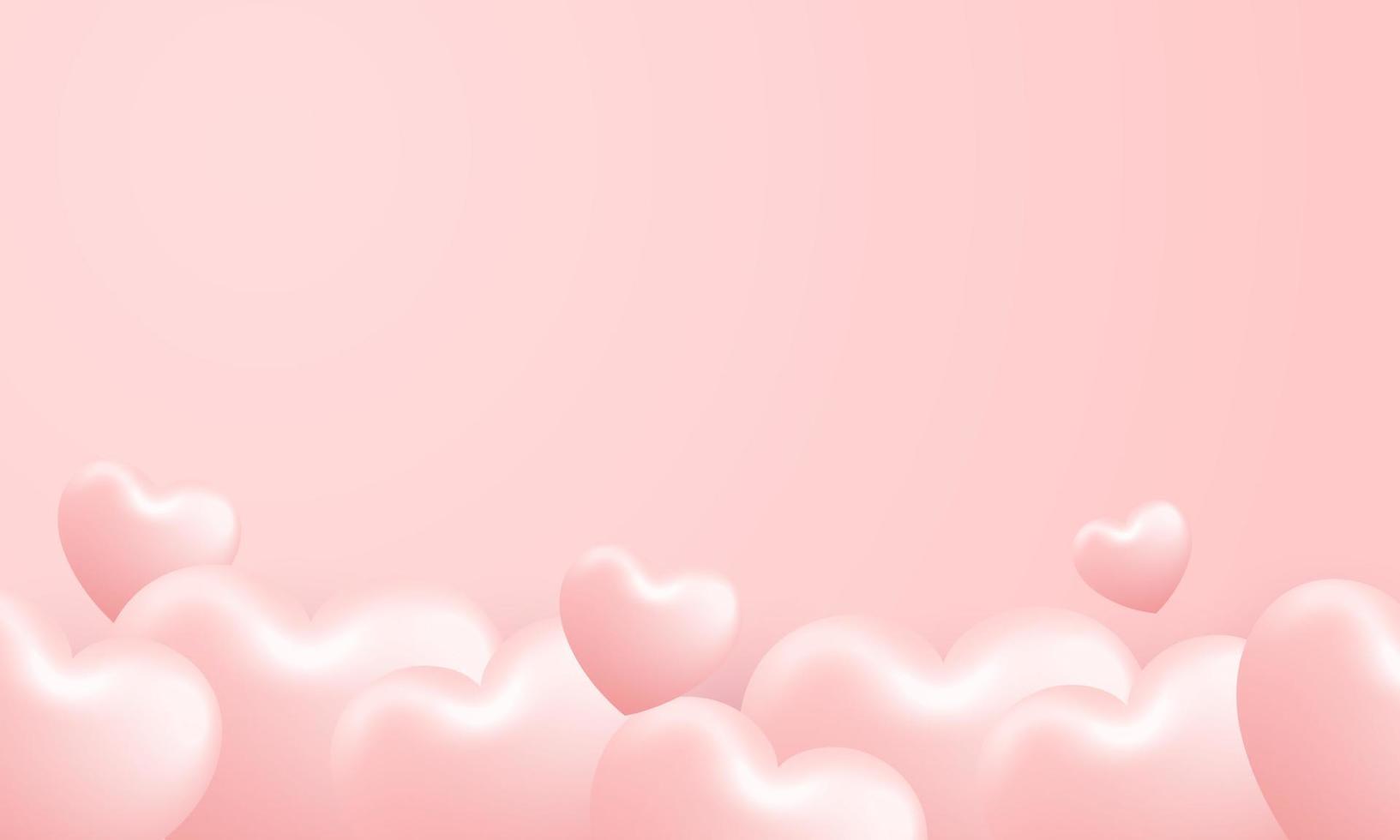 liefde gelukkig Valentijnsdag dag achtergrond illustratie. mooi roze achtergrond met realistisch stapelen hart vector