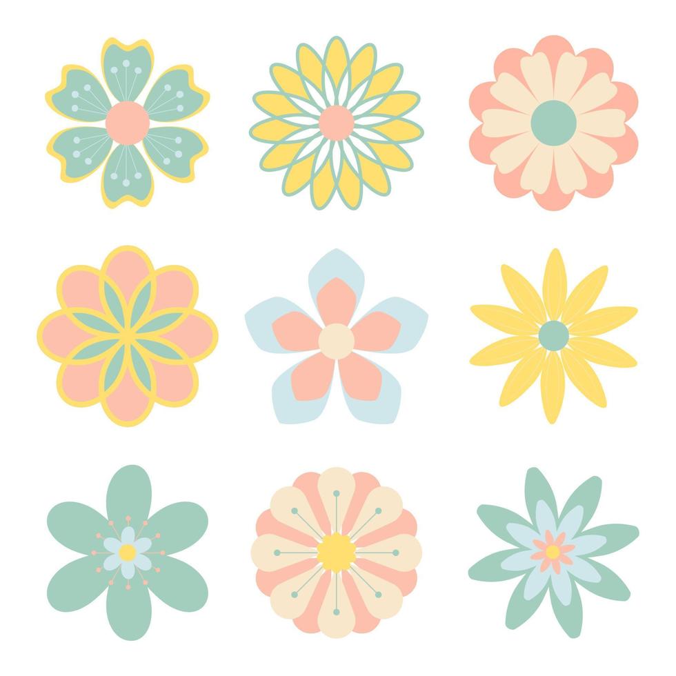 reeks van pastel bloemen vector