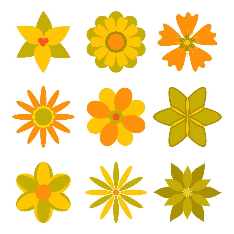 reeks van retro bloemen vector