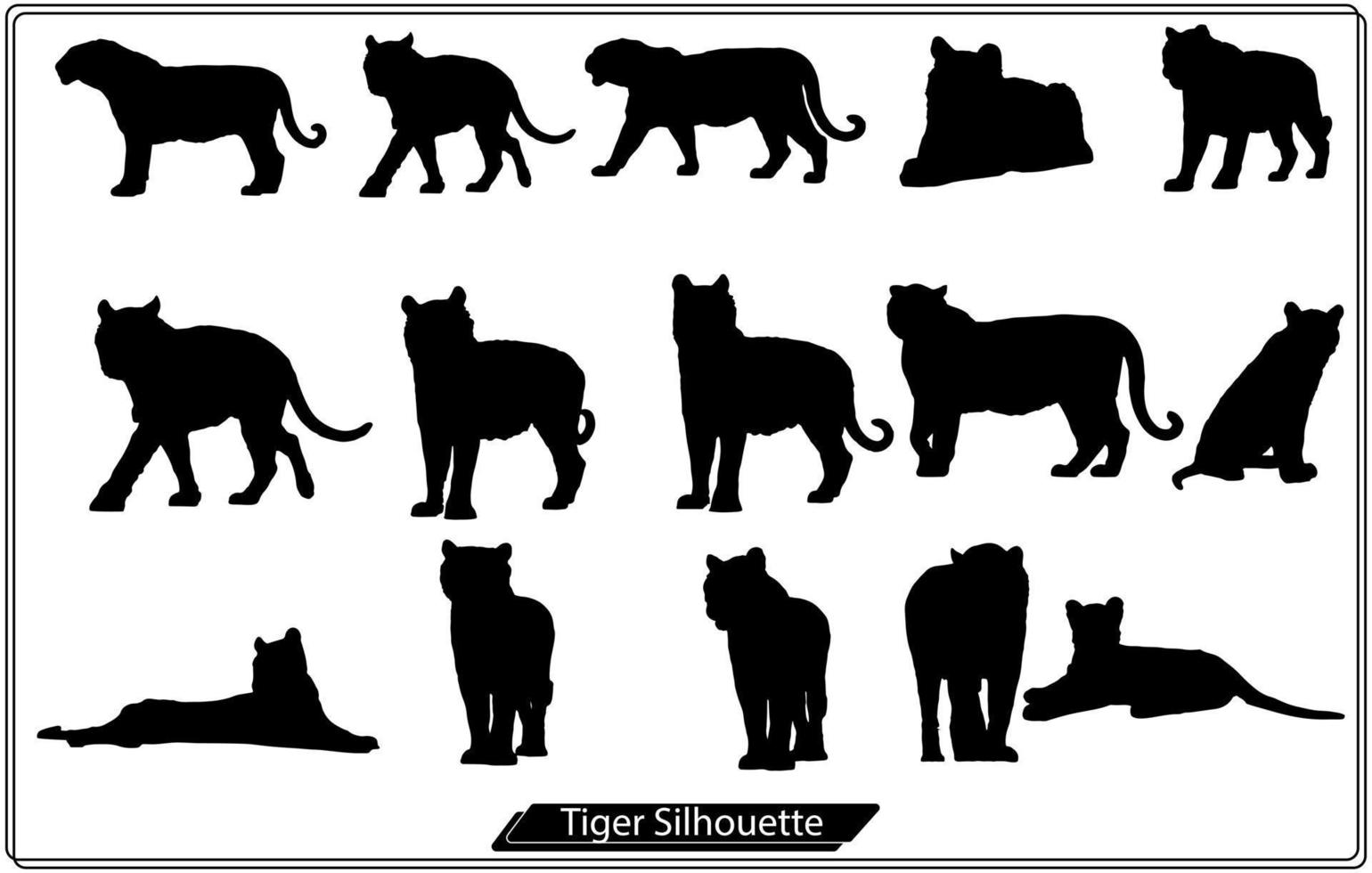 gemakkelijk ontwerp van silhouet van tijger wandelen vector