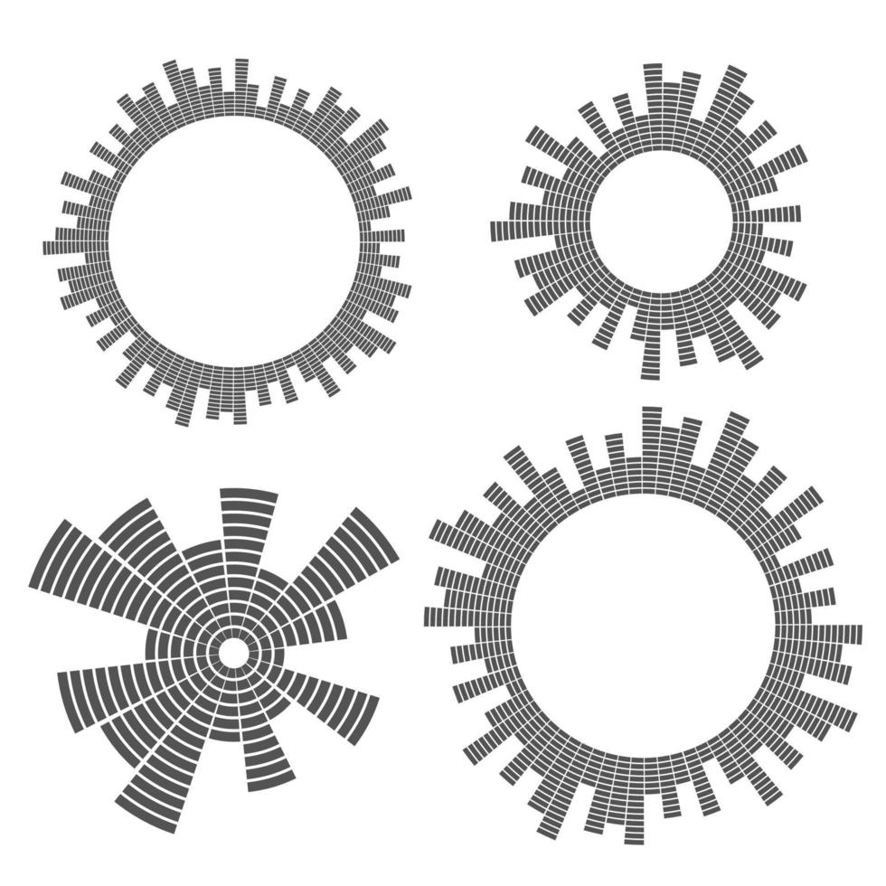 abstract circulaire gelijkmaker. ronde audio eq geluidsgolven. grafisch abstract kader. vector reeks