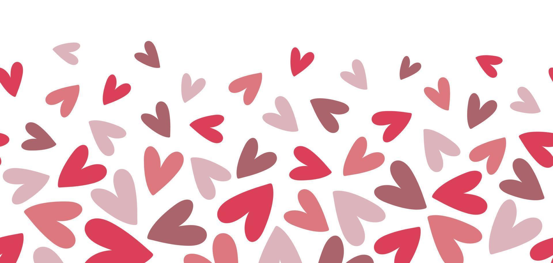 abstract naadloos patroon met roze en Purper harten. hand- getrokken tekening stijl. Super goed voor Valentijnsdag dag, bruiloft, moeder dag. vector