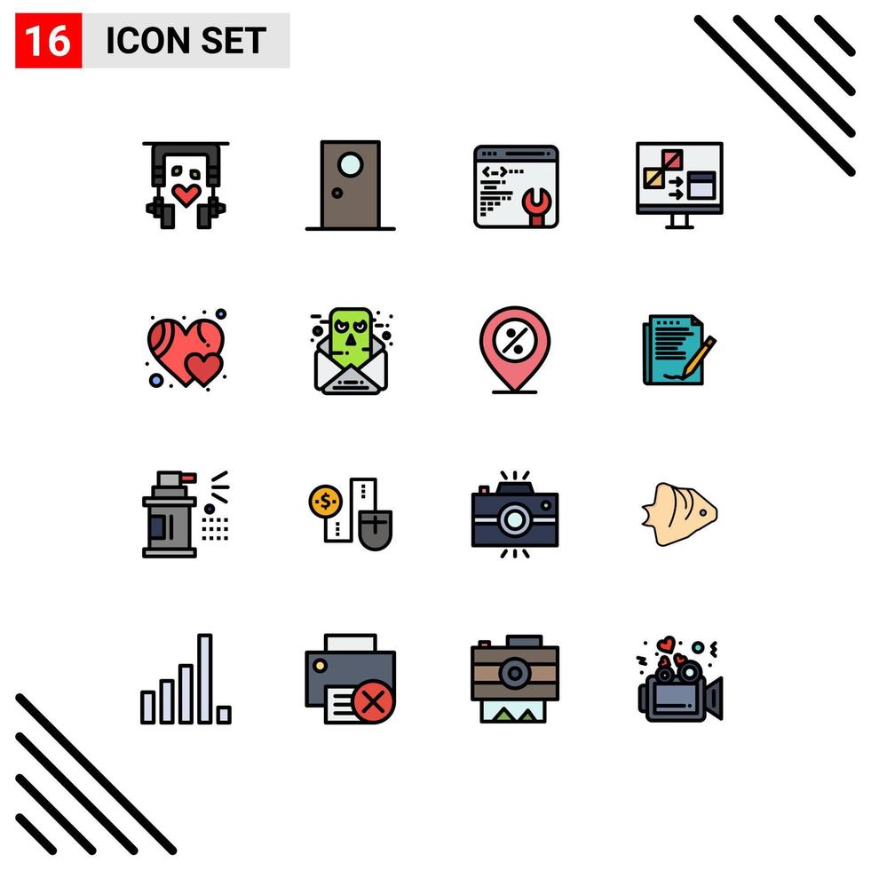 voorraad vector icoon pak van 16 lijn tekens en symbolen voor favoriete ontwikkelen ronde computer app bewerkbare creatief vector ontwerp elementen