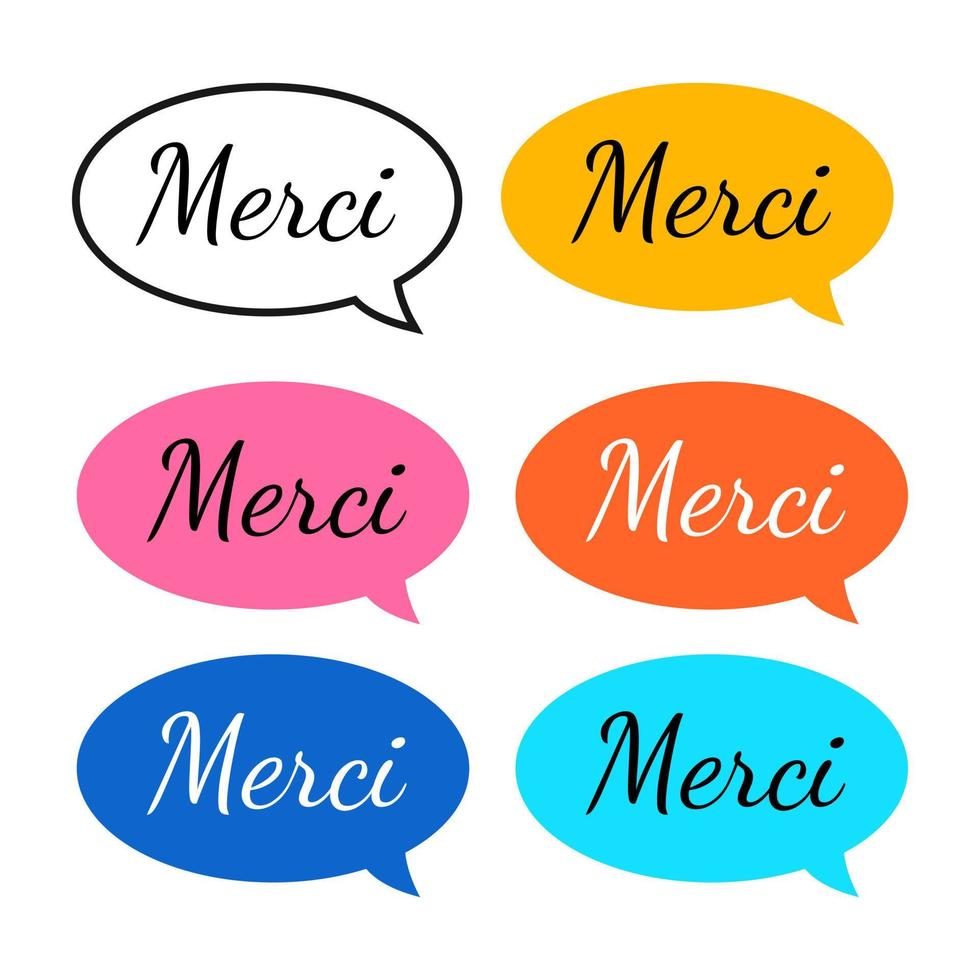merci dank u Frans taal toespraak bubbel icoon teken symbool etiket ontwerp vector