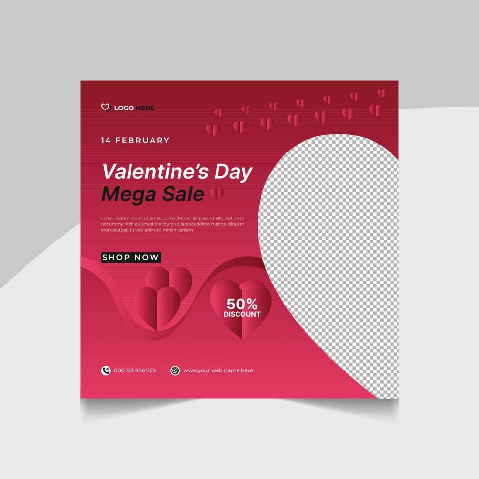 gelukkig Valentijn dag promotionele korting uitverkoop sociaal media post web banier sjabloon vector