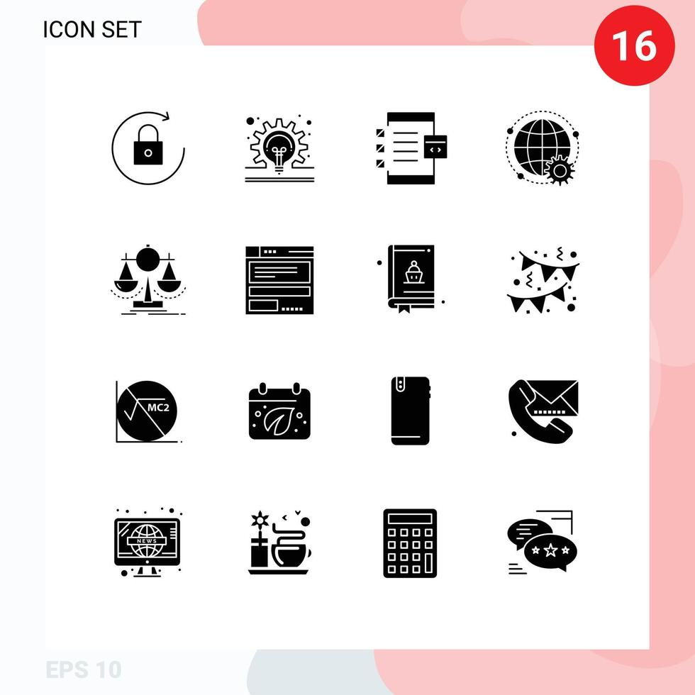 voorraad vector icoon pak van 16 lijn tekens en symbolen voor evenwichtig wereldbol codering wereld verbonden bewerkbare vector ontwerp elementen
