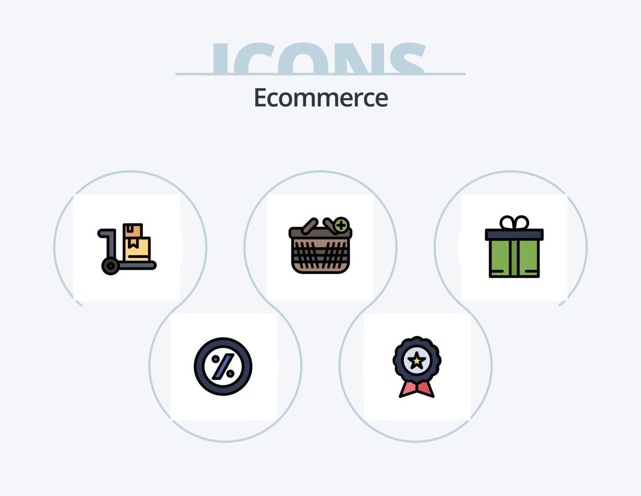 ecommerce lijn gevulde icoon pak 5 icoon ontwerp. op te slaan. winkel. open. e-commerce. online vector