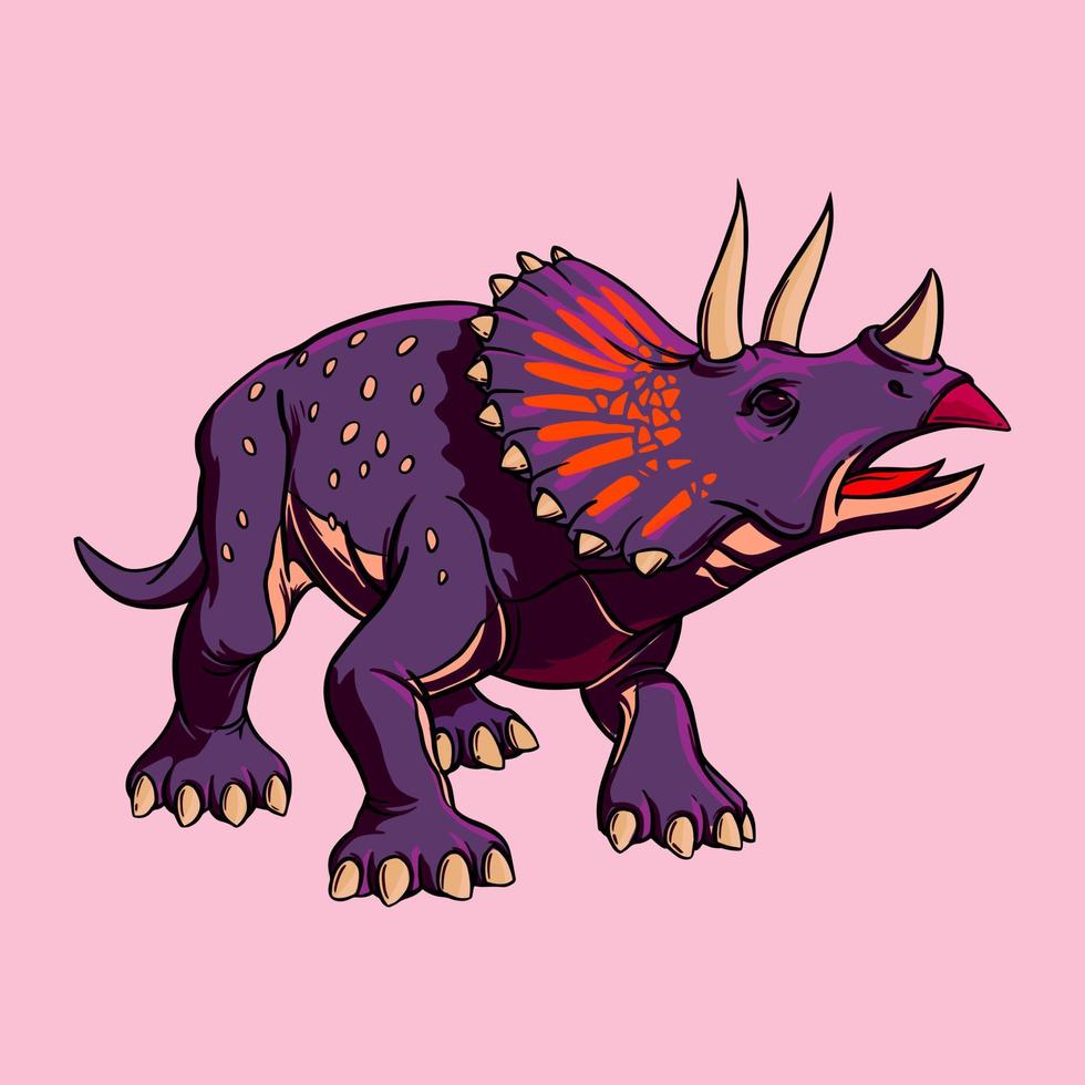 kleur tekenfilm tekening van triceratops dinosaurus voor afdrukken. illustratie voor kinderen. vector clip art