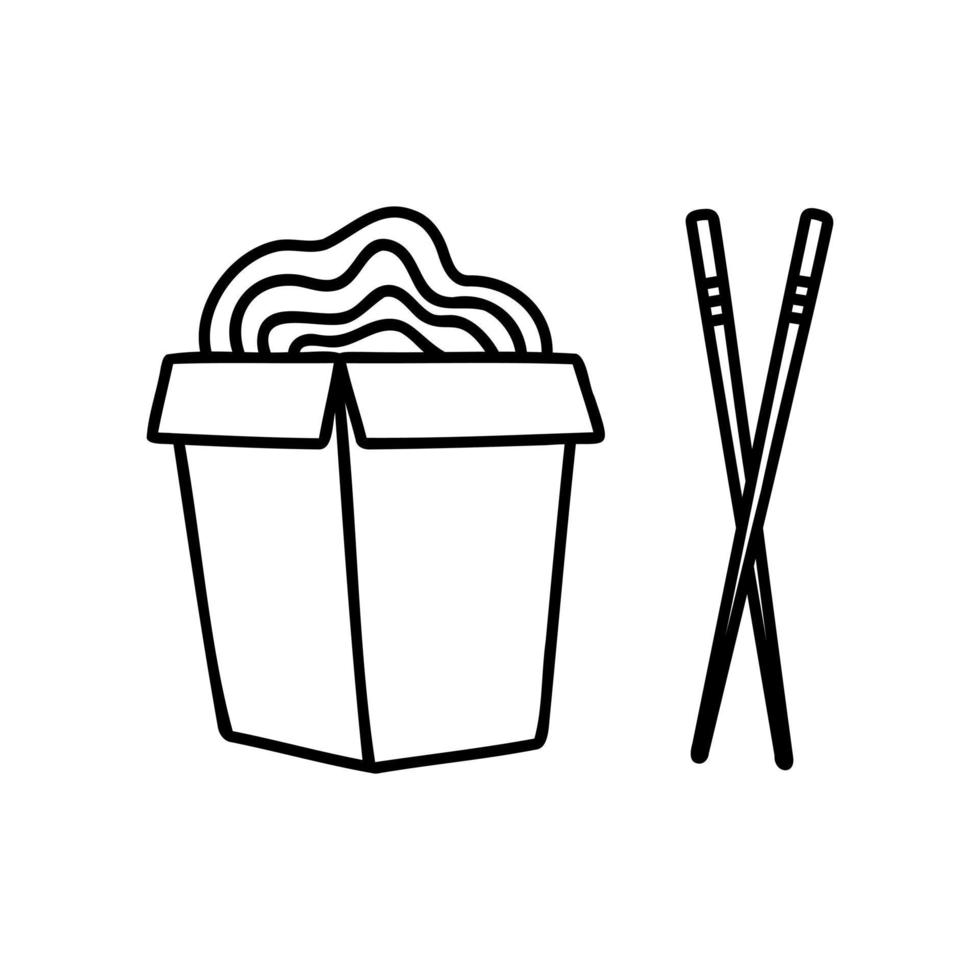 nemen weg voedsel met eetstokjes in tekening stijl vector