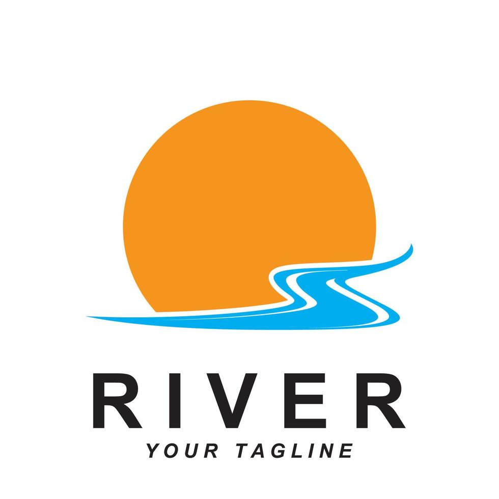 rivier- logo vector met leuze sjabloon