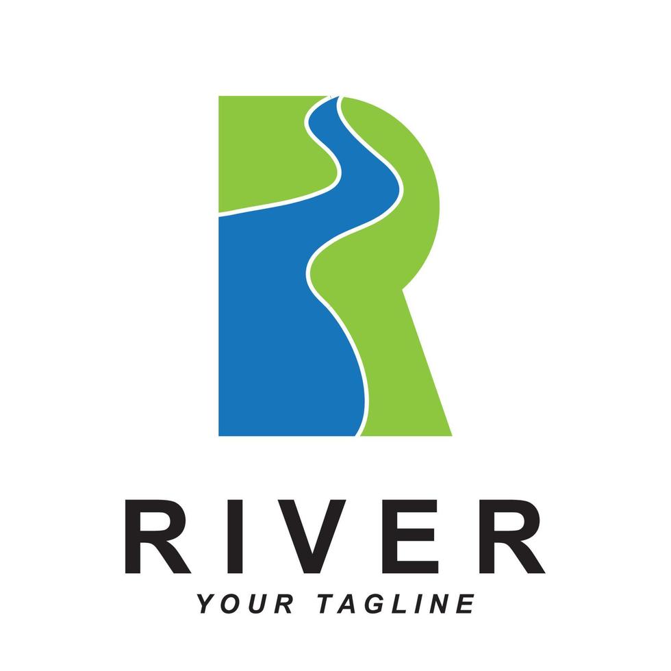 rivier- logo vector met leuze sjabloon