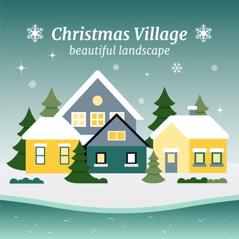 Gratis platte ontwerp Vector Christmas Landscape