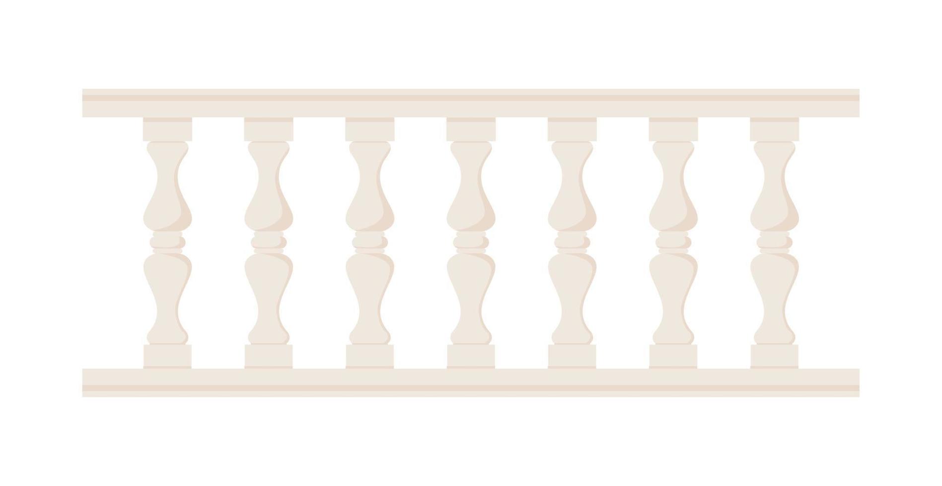 steen balustrade met balusters voor schermen. paleis schutting. balkon leuning met pijlers. decoratief traliewerk. kasteel architectuur element. vlak vector illustratie geïsoleerd Aan wit achtergrond