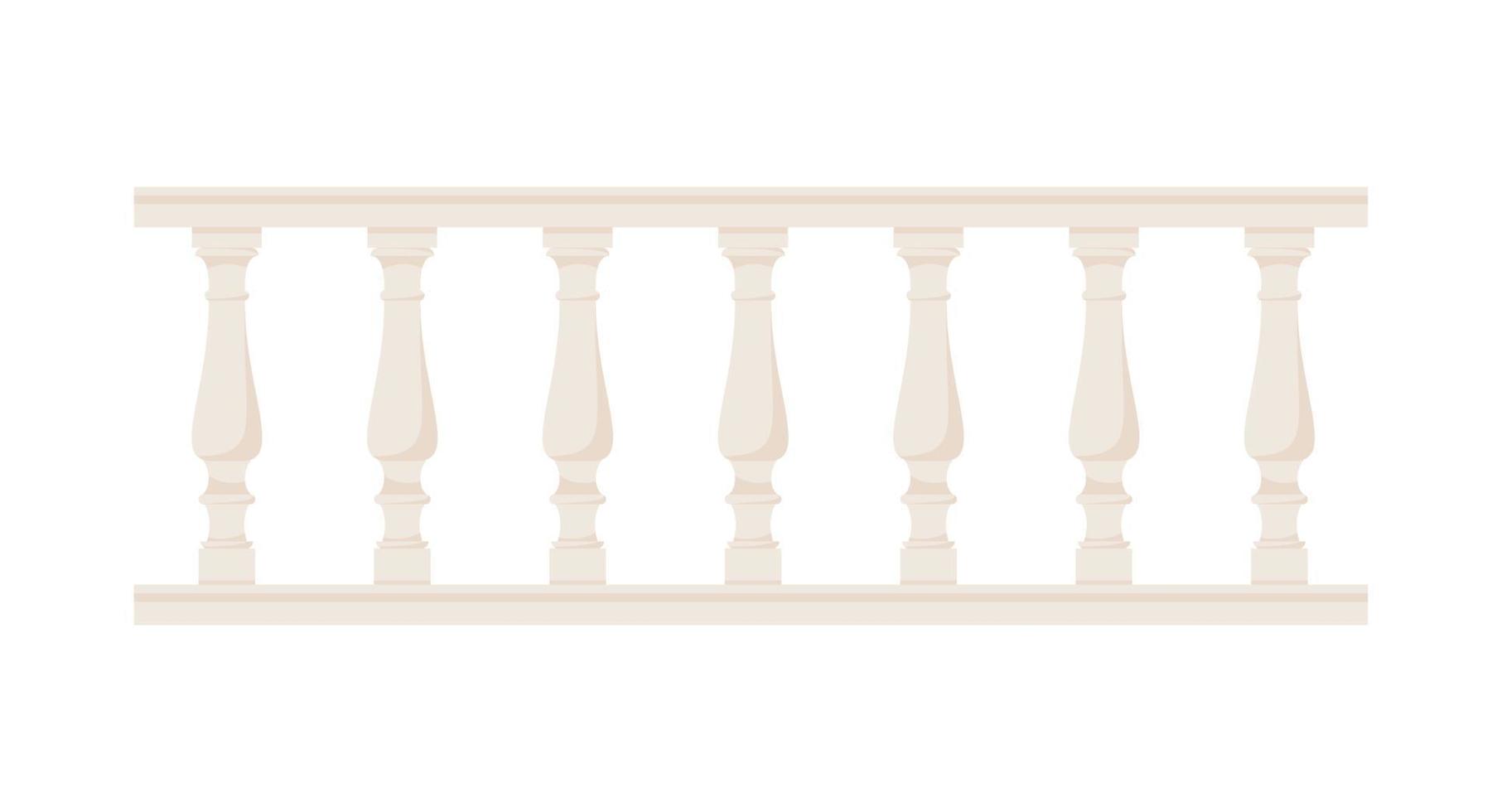 steen balustrade met balusters voor schermen. paleis schutting. balkon leuning met pijlers. decoratief traliewerk. kasteel architectuur element. vlak vector illustratie geïsoleerd Aan wit achtergrond