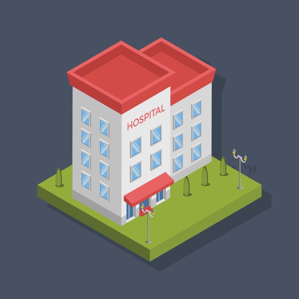 ziekenhuis - isometrische 3d illustratie. vector