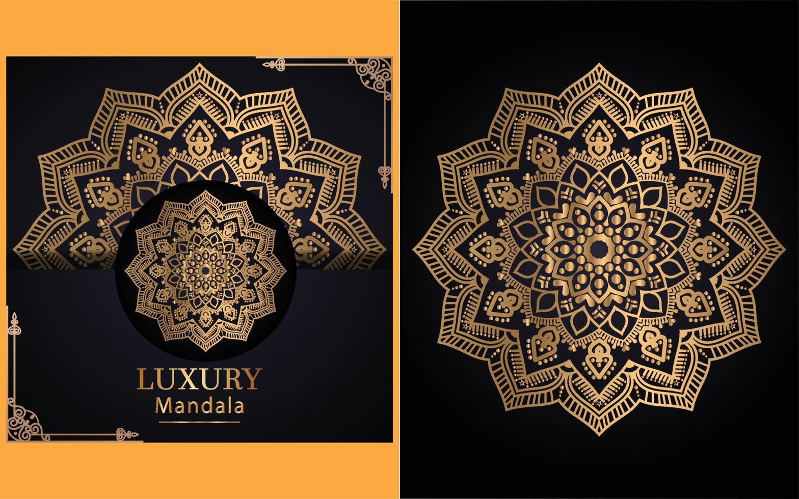 luxe sier mandala ontwerp achtergrond in gouden kleur vector