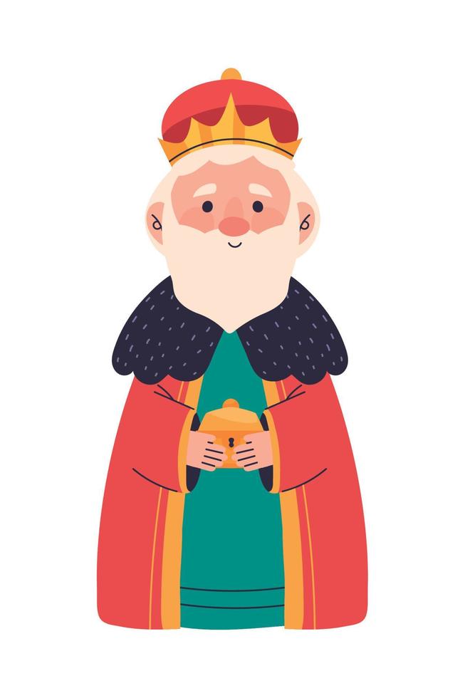 koning wijs melchor met geschenk vector