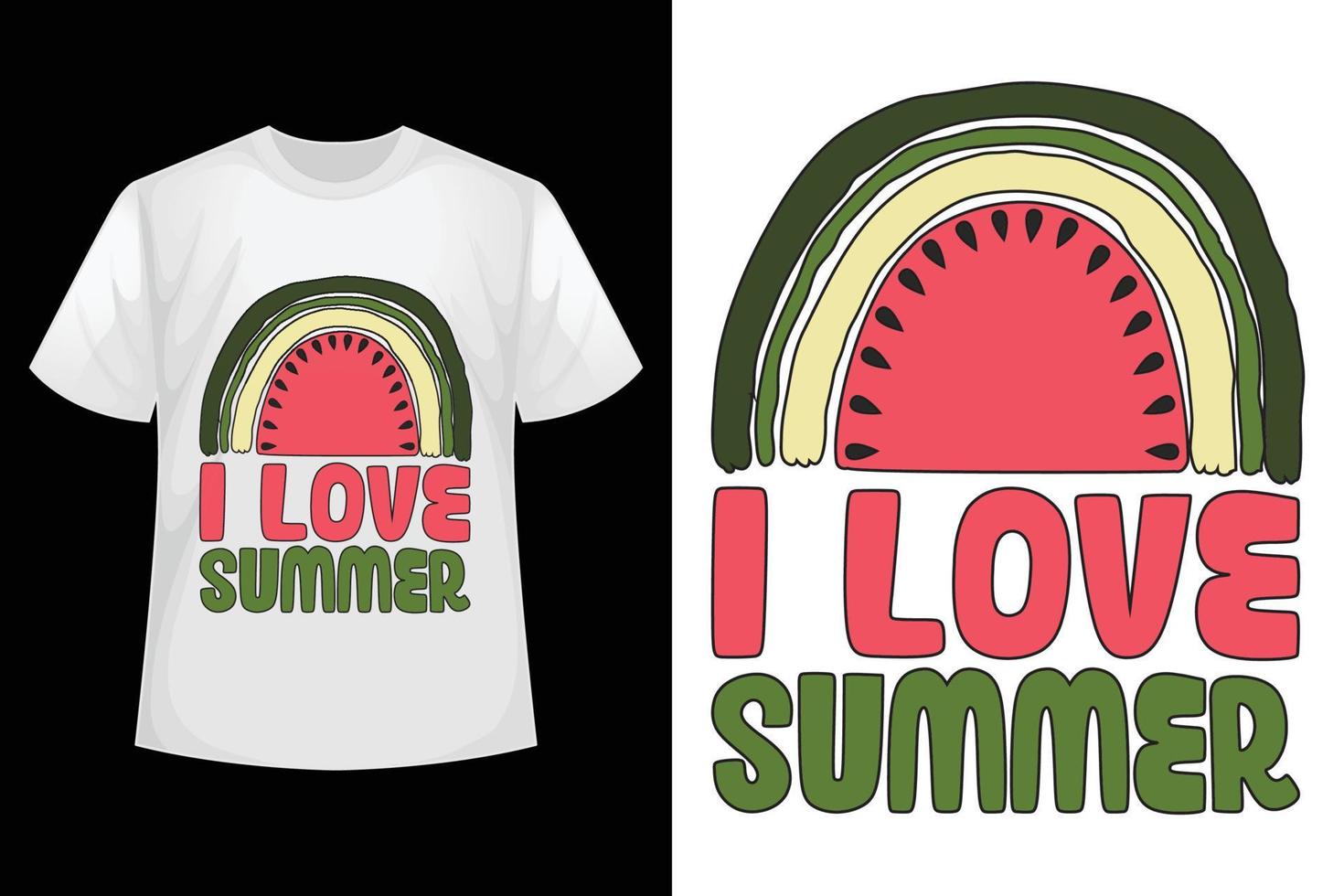 ik liefde zomer - watermeloen t-shirt ontwerp sjabloon. vector