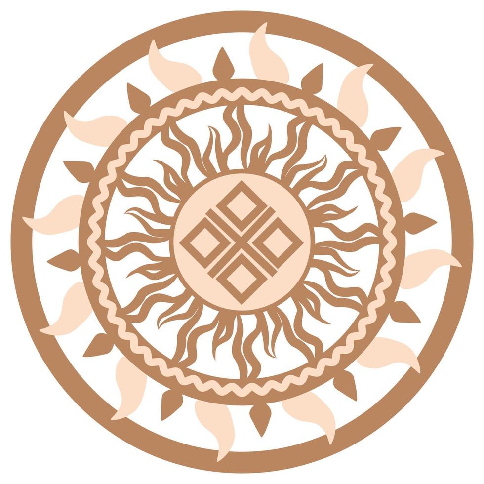 yarylo makosj, een oude Slavisch symbool, versierd met Scandinavisch patronen. beige mode ontwerp vector