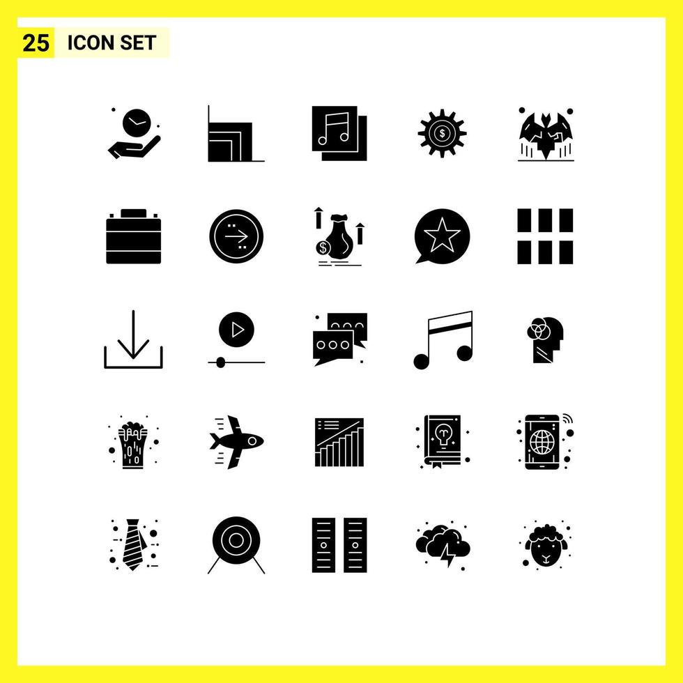 25 gebruiker koppel solide glyph pak van modern tekens en symbolen van halloween knuppel albums succes instelling bewerkbare vector ontwerp elementen