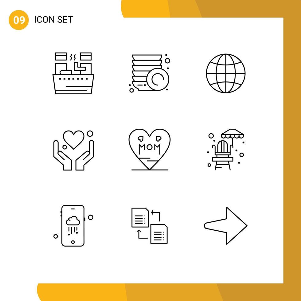 schets pak van 9 universeel symbolen van liefde motivatie wereld liefde hand- bewerkbare vector ontwerp elementen