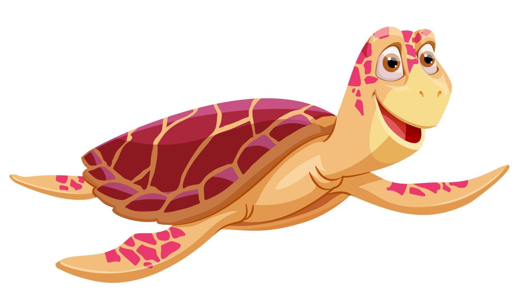 tekenfilm gekleurde vrolijk zee schildpad Aan een wit achtergrond voor het drukken Aan mokken, t-shirts, Tassen en souvenirs. vector illustratie.