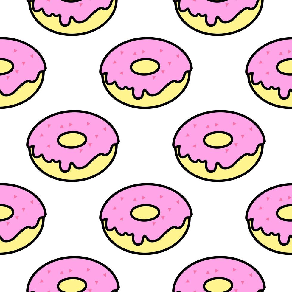 een patroon van helder donuts Aan een wit achtergrond in knal kunst stijl voor afdrukken en ontwerp. vector illustratie.