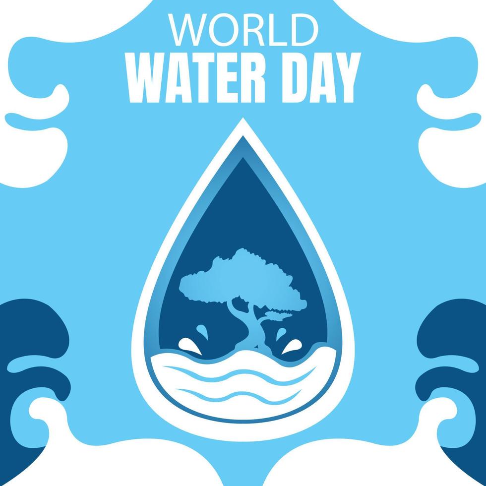 illustratie vector grafisch van water druppels gevulde met silhouet van bomen, tonen plons, perfect voor Internationale dag, wereld water dag, vieren, groet kaart, enz.