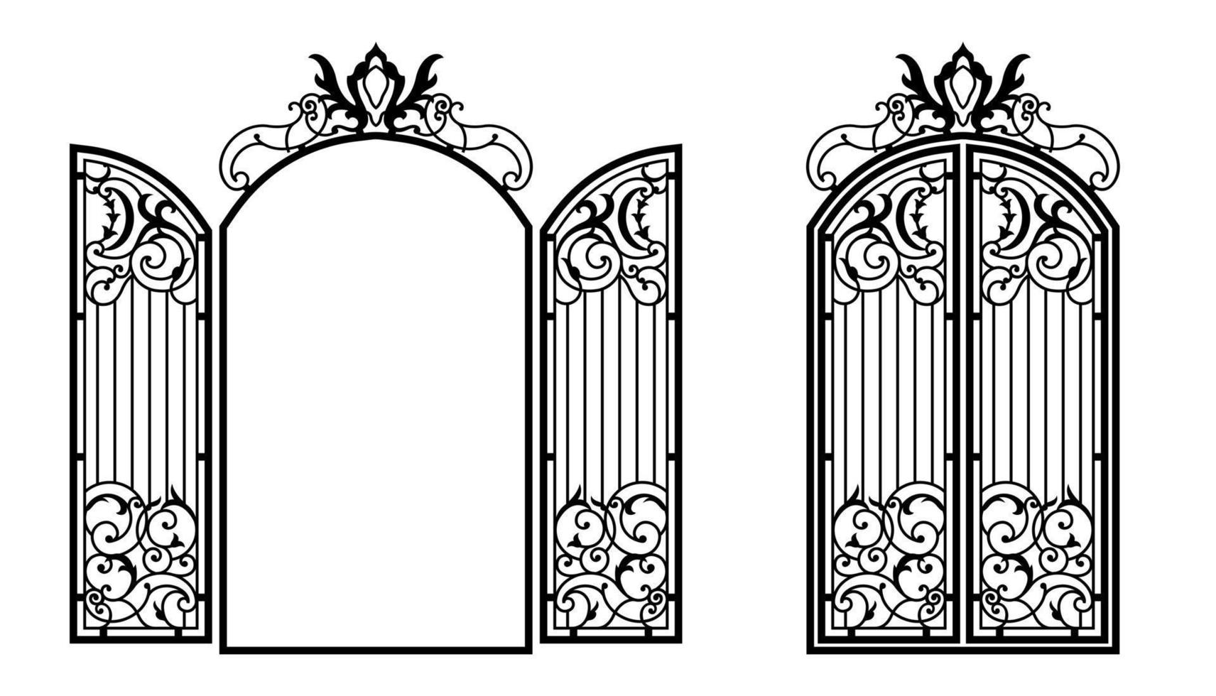 silhouet van een oude poort.decoratief bouwkundig element voor laser snijden. vector illustratie