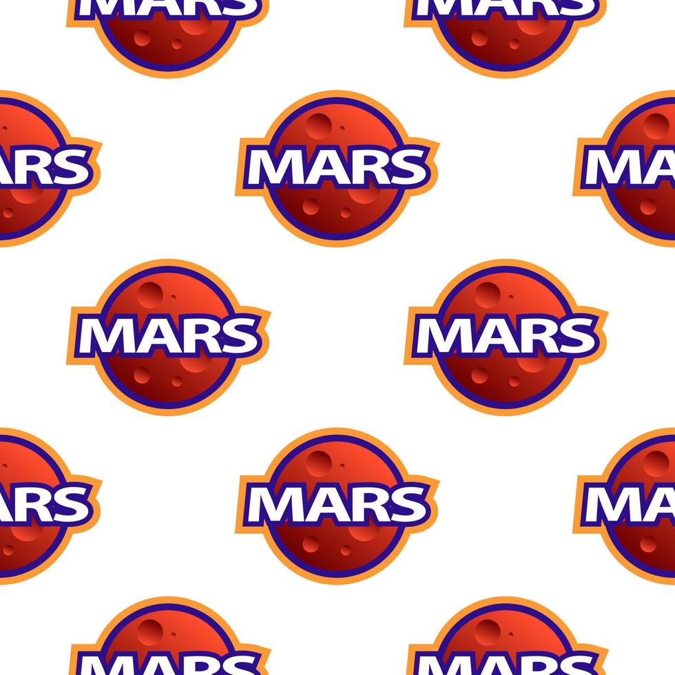 patroon van de planeet en de opschrift Mars in tekenfilm stijl voor het drukken en ontwerp.vector illustratie. vector