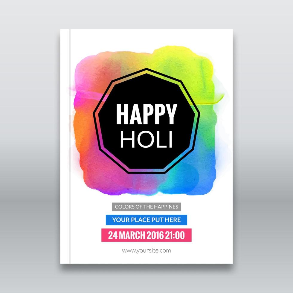 holi festival poster. sjabloon voor folder, brochure of uitnodiging. vector illustratie. ontwerp voor Indisch festival van kleuren, gelukkig holi viering.