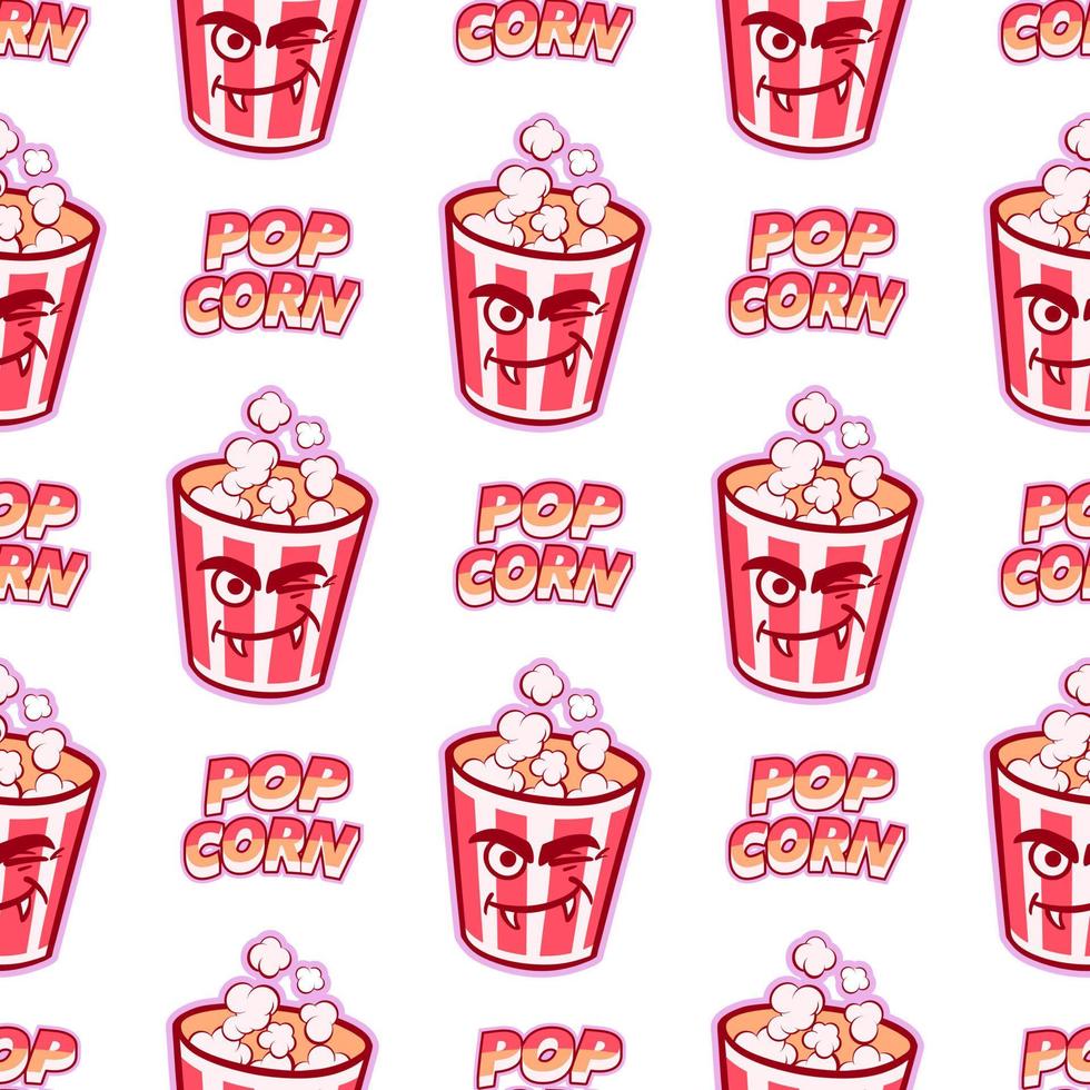 veelkleurig patroon van cups met popcorn voor de vakantie Aan een wit achtergrond. voor het drukken en decoratie van de vakantie menu. vector illustratie.