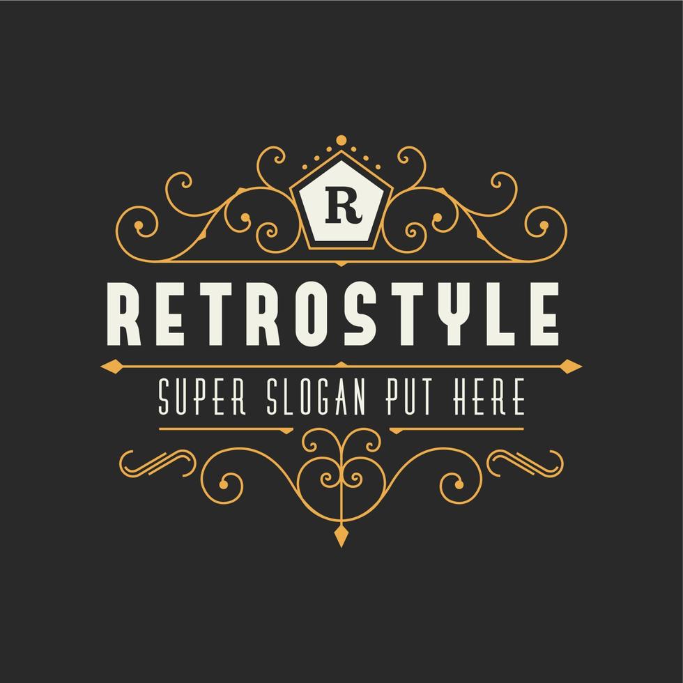 retro wijnoogst sier- logo kalligrafische sjabloon voor luxe restaurant, cafe, hotel bedrijf vector
