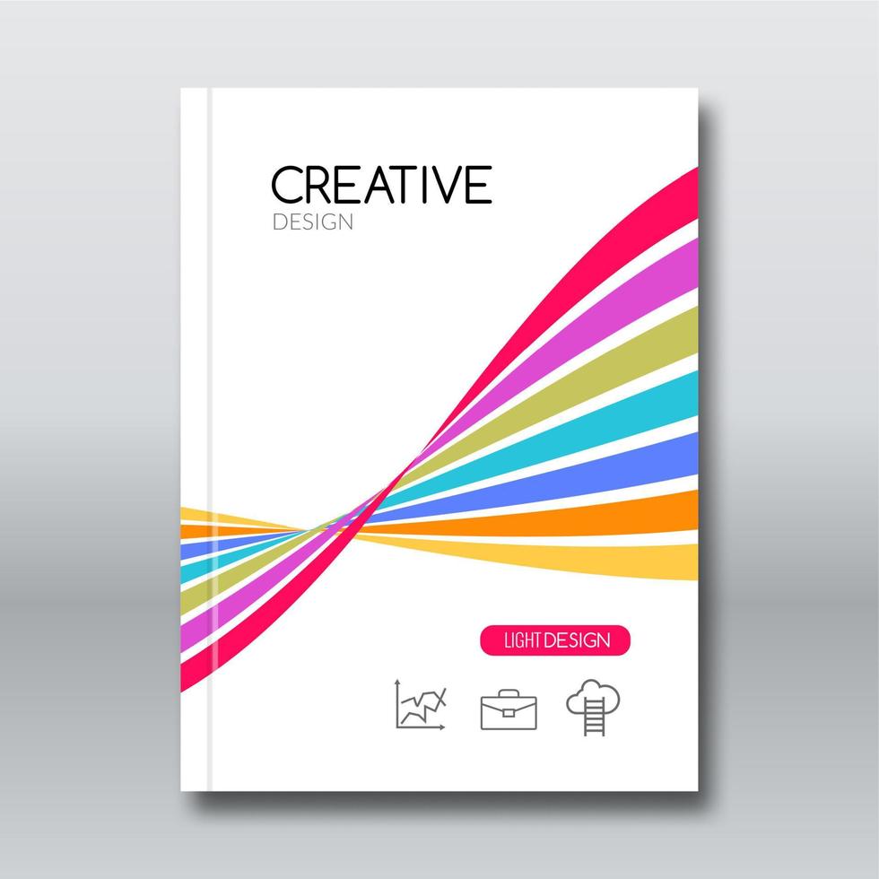 bedrijf verslag doen van ontwerp, folder sjabloon, achtergrond met kleurrijk lijnen. brochure Hoes folder sjabloon mockup lay-out, vector