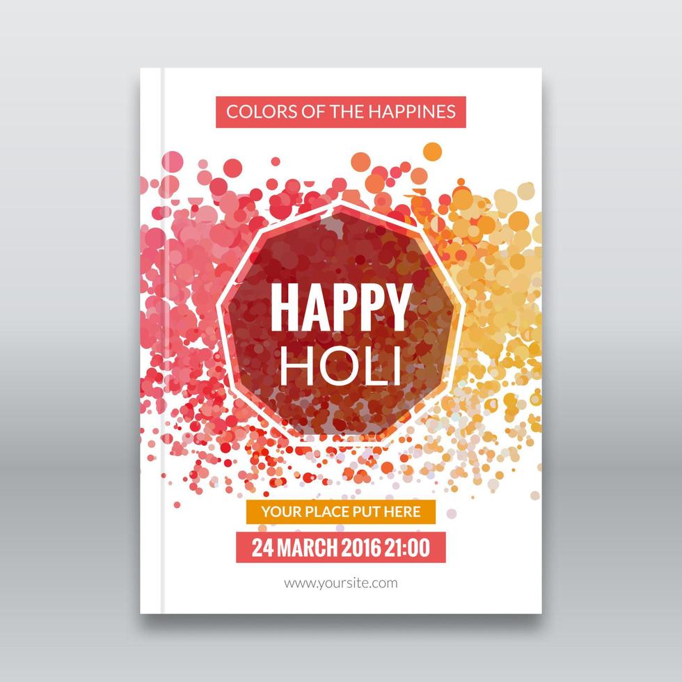 holi festival poster. sjabloon voor folder, brochure of uitnodiging. vector illustratie. ontwerp voor Indisch festival van kleuren, gelukkig holi viering.