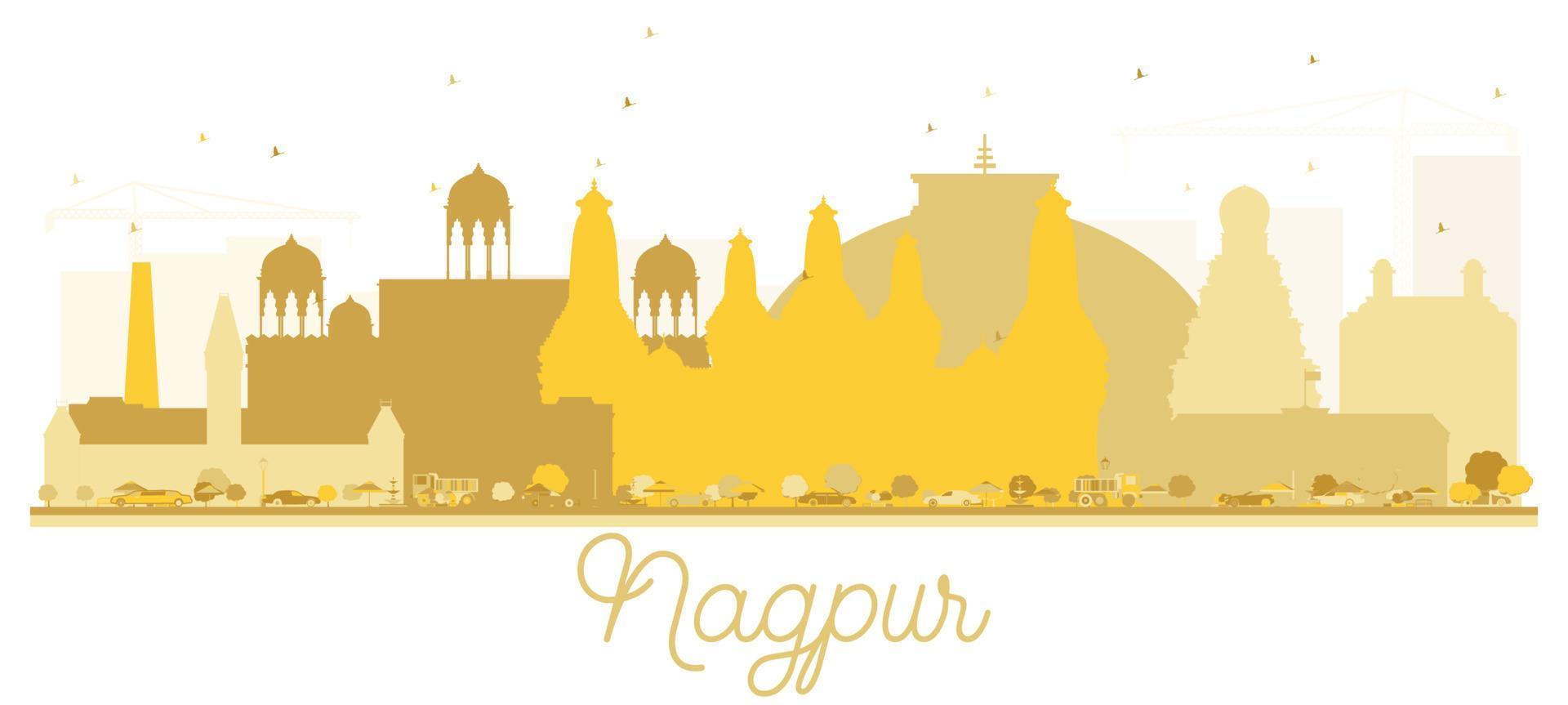 nagpur Indië stad horizon gouden silhouet. vector