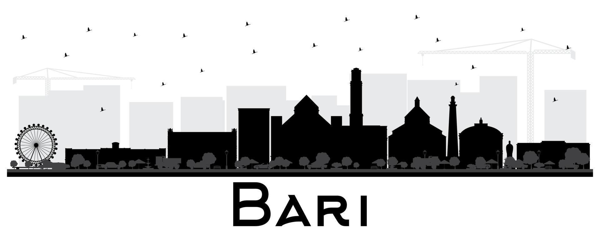 bari Italië stad horizon silhouet met zwart gebouwen geïsoleerd Aan wit. vector