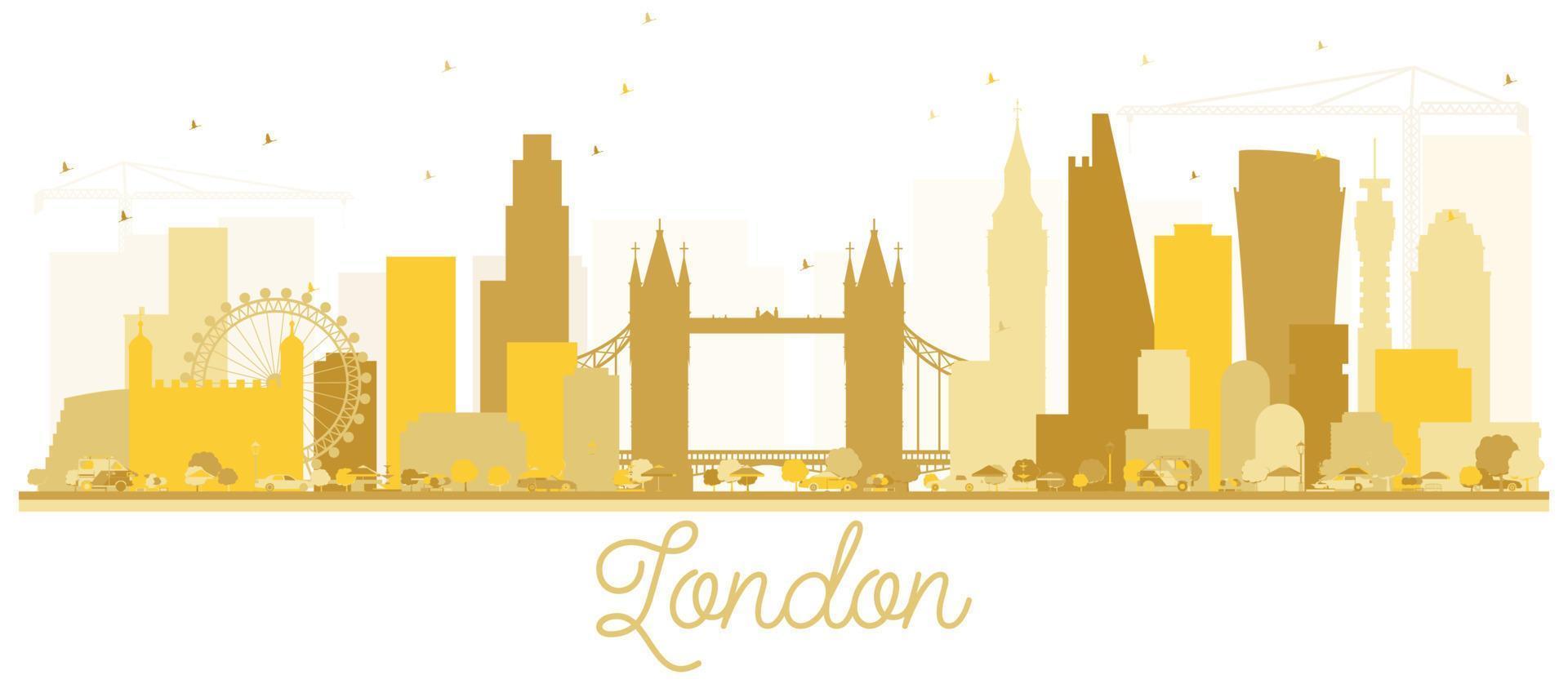 Londen Engeland stad horizon gouden silhouet. vector