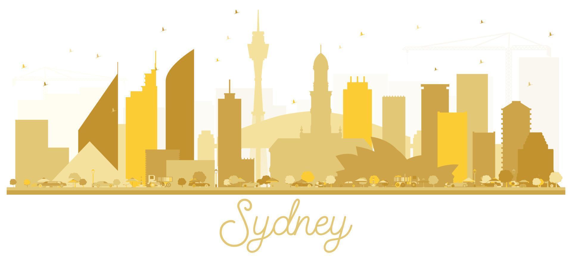 Sydney Australië stad horizon gouden silhouet. vector