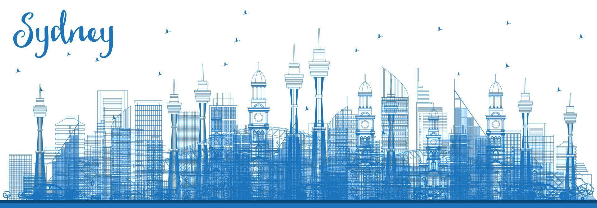 schets Sydney Australië horizon met blauw gebouwen. vector