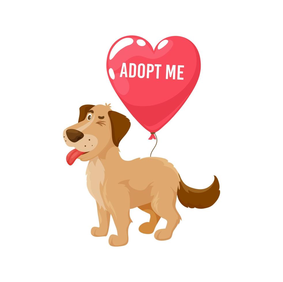 adopteren mij, hond huisdier puppy en ballon hart icoon vector