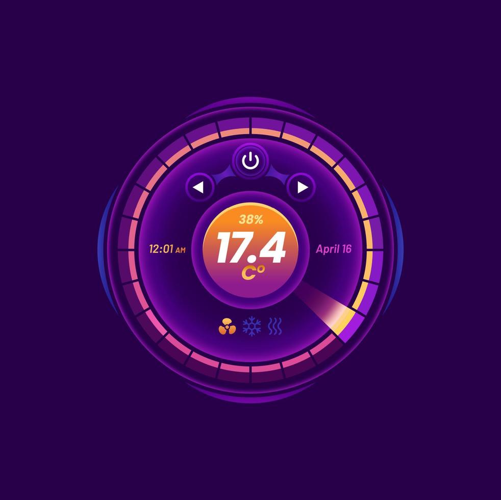 thermostaat scherm, slim thermometer controle wijzerplaat vector